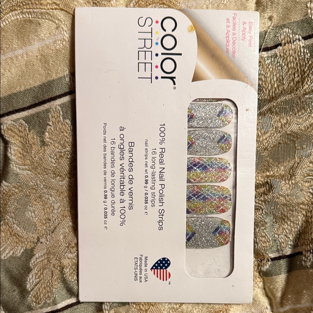 Color Street Glitter Nail Polish Strips - Silver and Multicolor